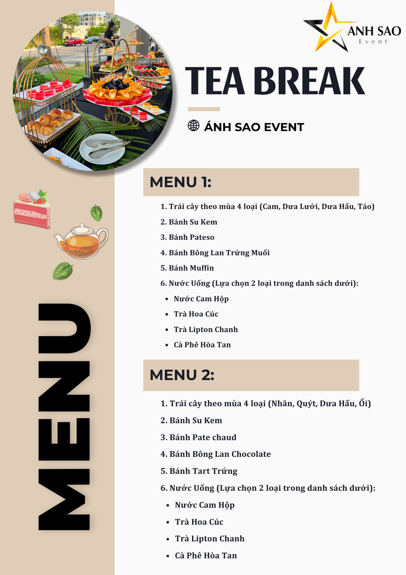 Tham Khảo Menu Teabreak Giá Rẻ Nhưng Cực Chất Lượng - Ánh Sao Event